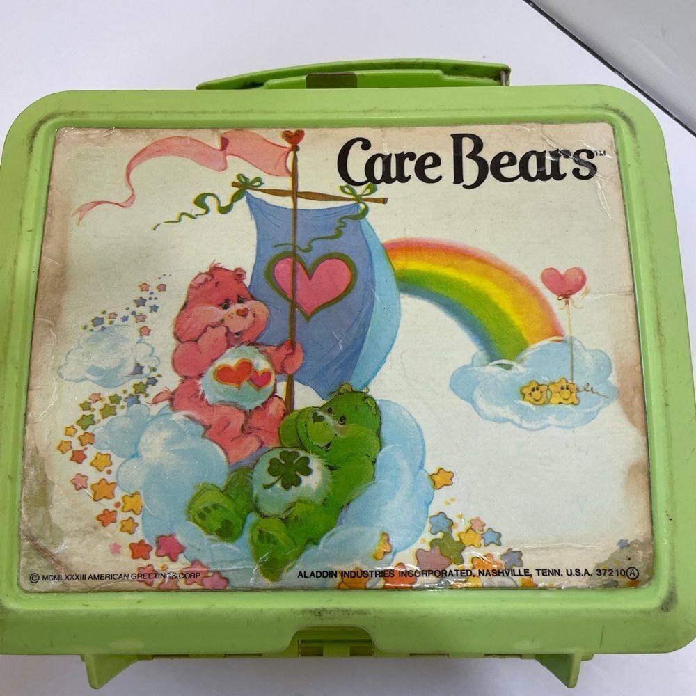 VINTAGE 1980s CARE BEARS PLASTIC LUNCH BOX WITH‎ THERMOS